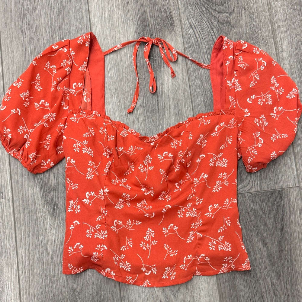 Abercrombie & Fitch Red Floral Blouse